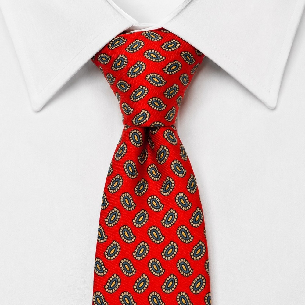 Culwell & Son Silk Tie Mens One Size Red Paisley Italian Fabric Hand Made Canada